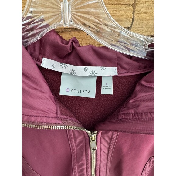 Athleta VERBIER JACKET 2 Hooded Full Zip Training Burgundy Size Large - Picture 3 of 8